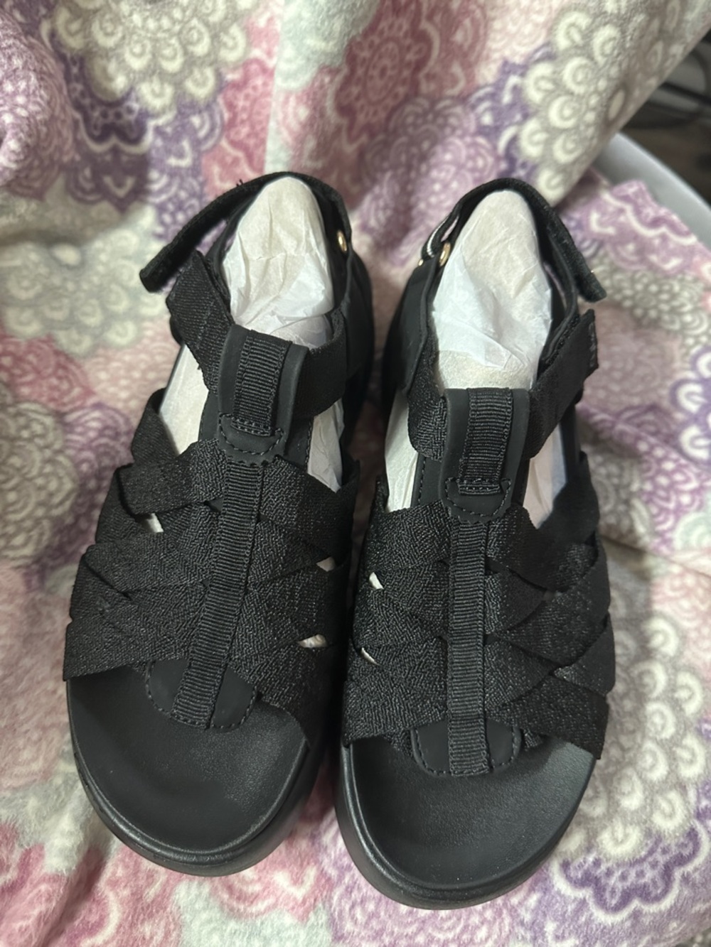 Ryka Black Woven Strap Sport Sandals